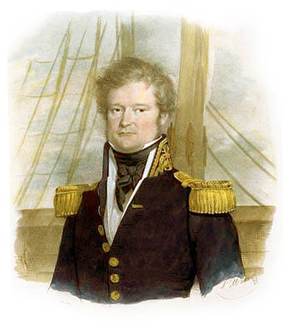 Portrét Julese Dumonta d'Urville (1790-1842), francouzského mořeplavce a objevitele Adélie Land.