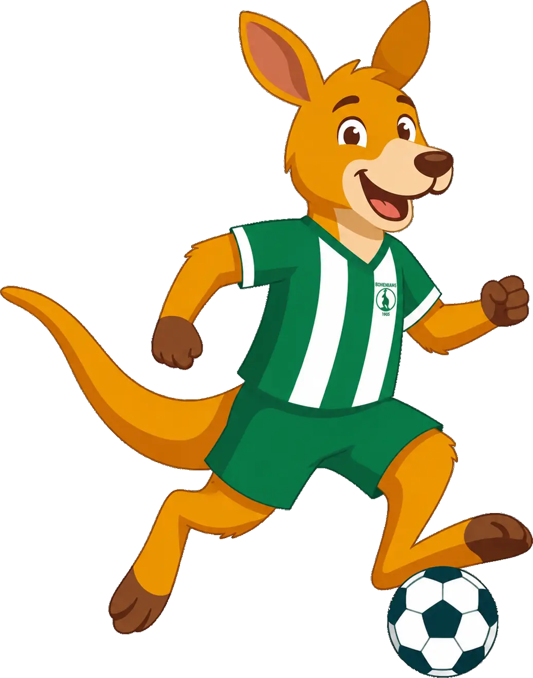 Maskot klokan v dresu Bohemians